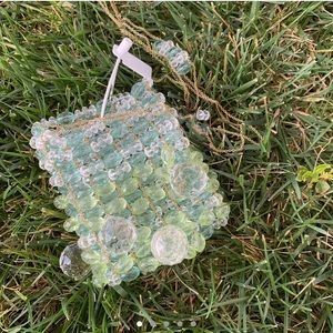 Jelly Glass Beaded Bubble Woven Sparkly crossbody Gold Chain Bag